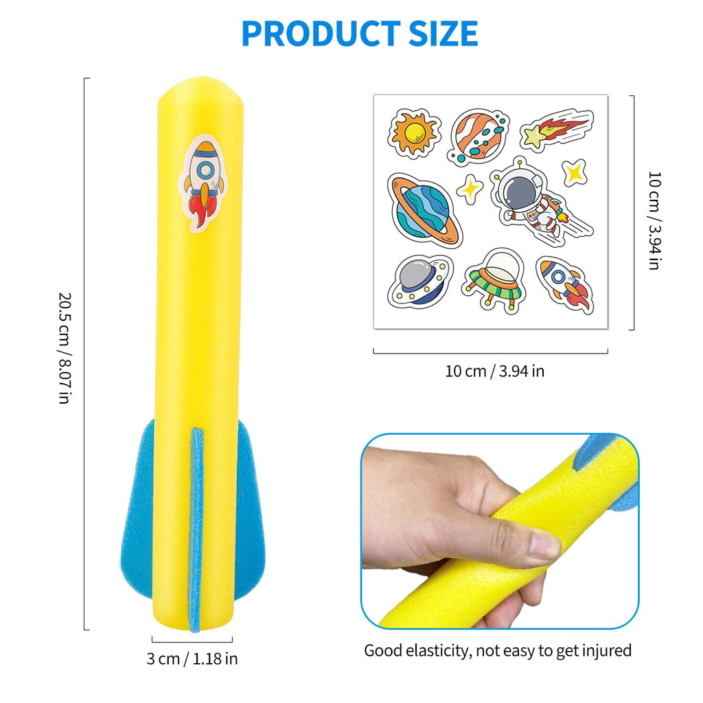 Banvih Rocket Launcher Refills – 8 Foam Air Rockets for Outdoor Play, Compatible with Most Launchers, DIY Stickers, Gift for Boys 3-8