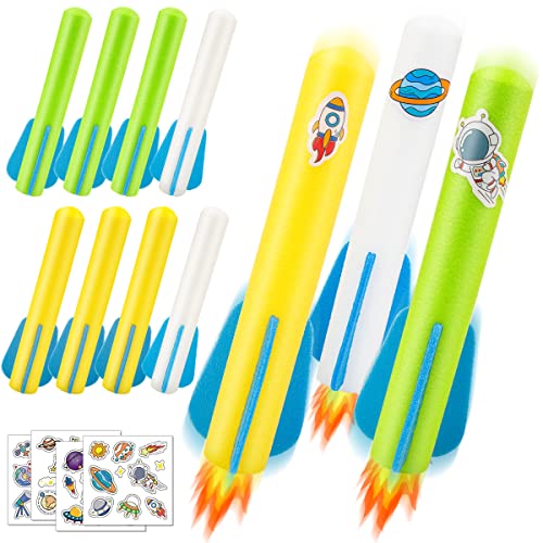 Banvih Rocket Launcher Refills – 8 Foam Air Rockets for Outdoor Play, Compatible with Most Launchers, DIY Stickers, Gift for Boys 3-8