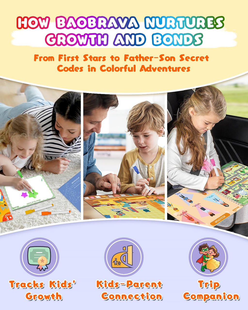 Baobrava 37-Theme Tracing Activity Book for Kids Ages 3-8 - Reusable Erasable Handwriting Practice