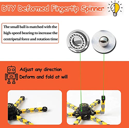 BAOERHUI 12 Pack Deformable Fidget Toys - DIY Robot Spinners Stress Relief Gyro for Kids Adults