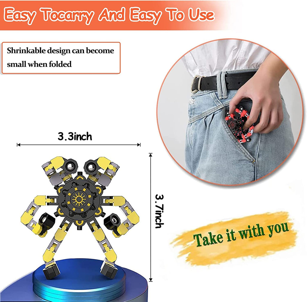 BAOERHUI 12 Pack Deformable Fidget Toys - DIY Robot Spinners Stress Relief Gyro for Kids Adults