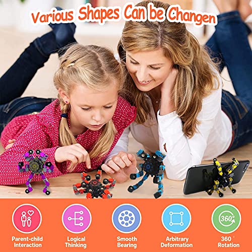 BAOERHUI 12 Pack Deformable Fidget Toys - DIY Robot Spinners Stress Relief Gyro for Kids Adults