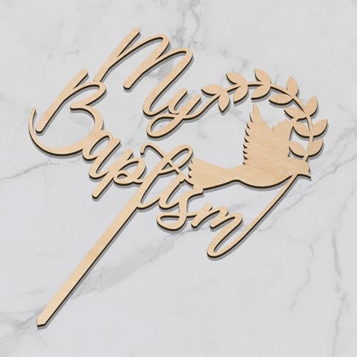 Baptism Cake Topper in Wood – 5.5" x 7.3" Design 001