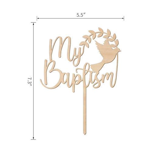 Baptism Cake Topper in Wood – 5.5" x 7.3" Design 001