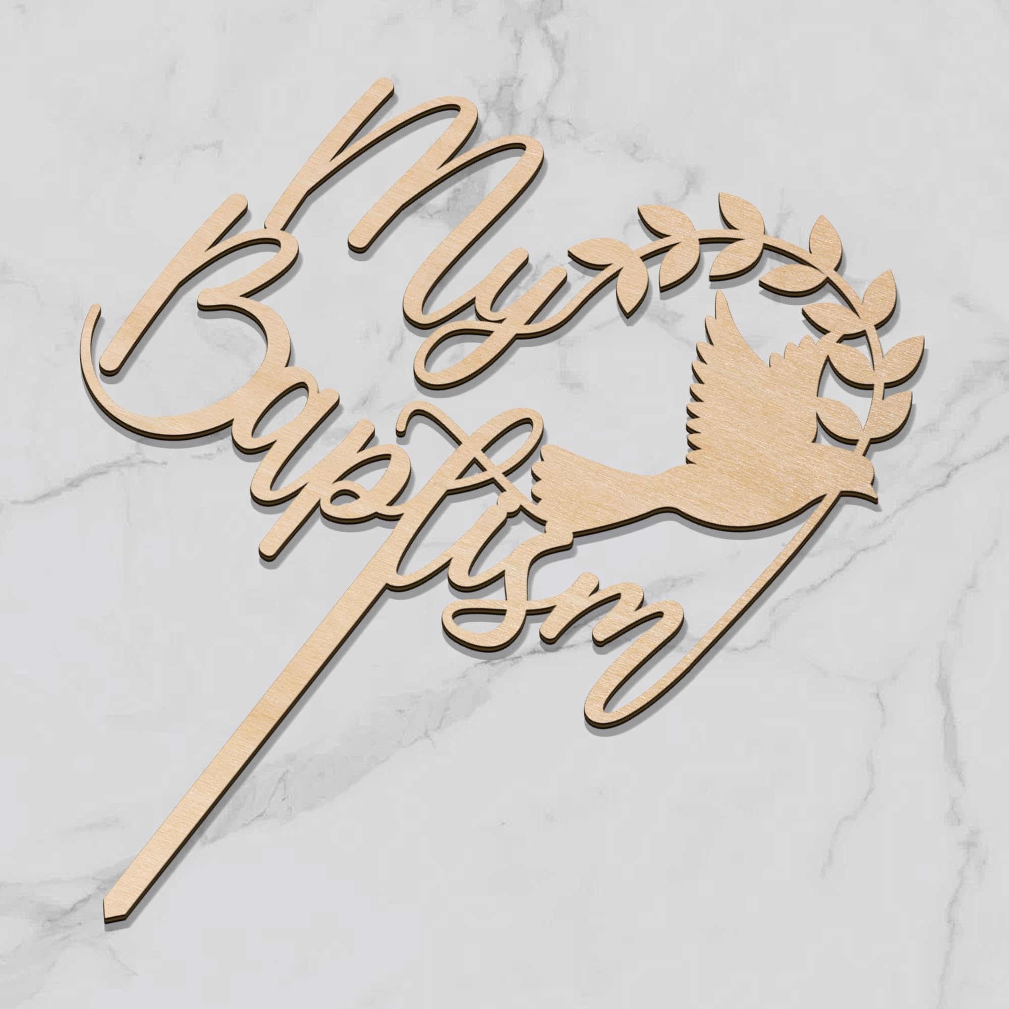 Baptism Cake Topper in Wood – 5.5" x 7.3" Design 001