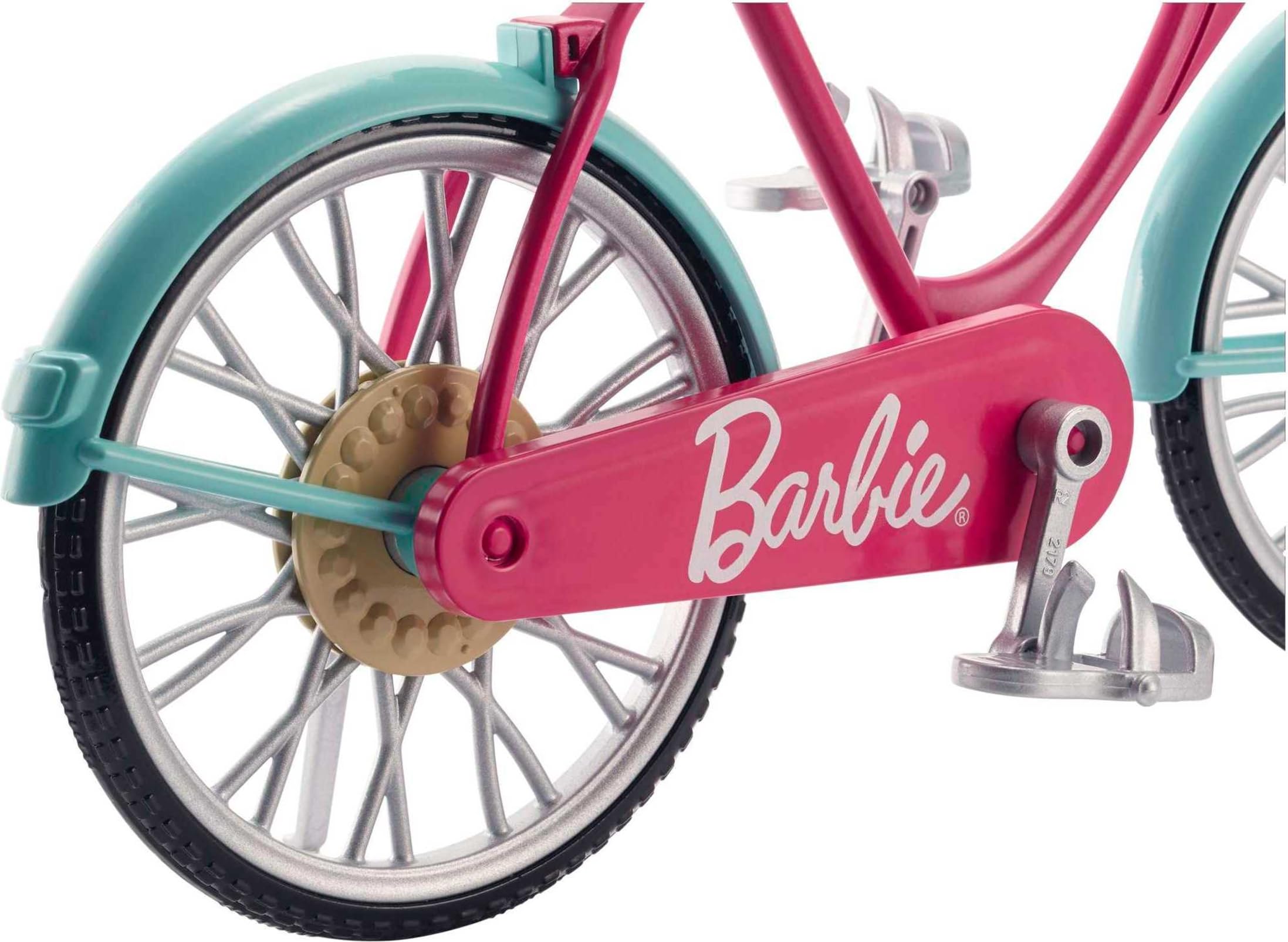 Barbie Bicycle with Basket of Flowers – Working Pedals, Helmet, and Removable Flowers
