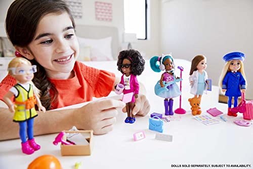 Barbie Chelsea Can Be Anything Brunette Boss Doll with Curly Hair and 7 Career Accessories