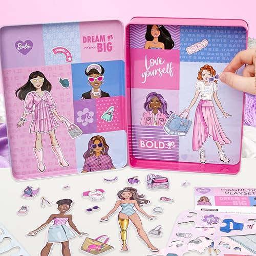 Barbie D.I.Y. Magnetic Play Set: 75+ Pieces, 3 Magnetic Dolls, Travel-Friendly Dress-Up Toy for Kids Ages 4+