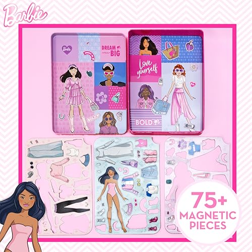 Barbie D.I.Y. Magnetic Play Set: 75+ Pieces, 3 Magnetic Dolls, Travel-Friendly Dress-Up Toy for Kids Ages 4+
