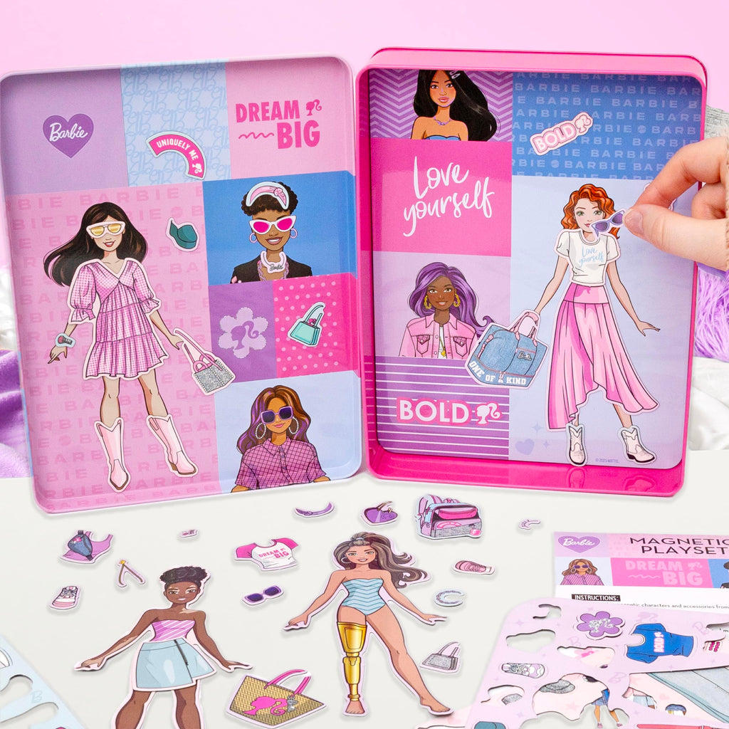Barbie D.I.Y. Magnetic Play Set: 75+ Pieces, 3 Magnetic Dolls, Travel-Friendly Dress-Up Toy for Kids Ages 4+