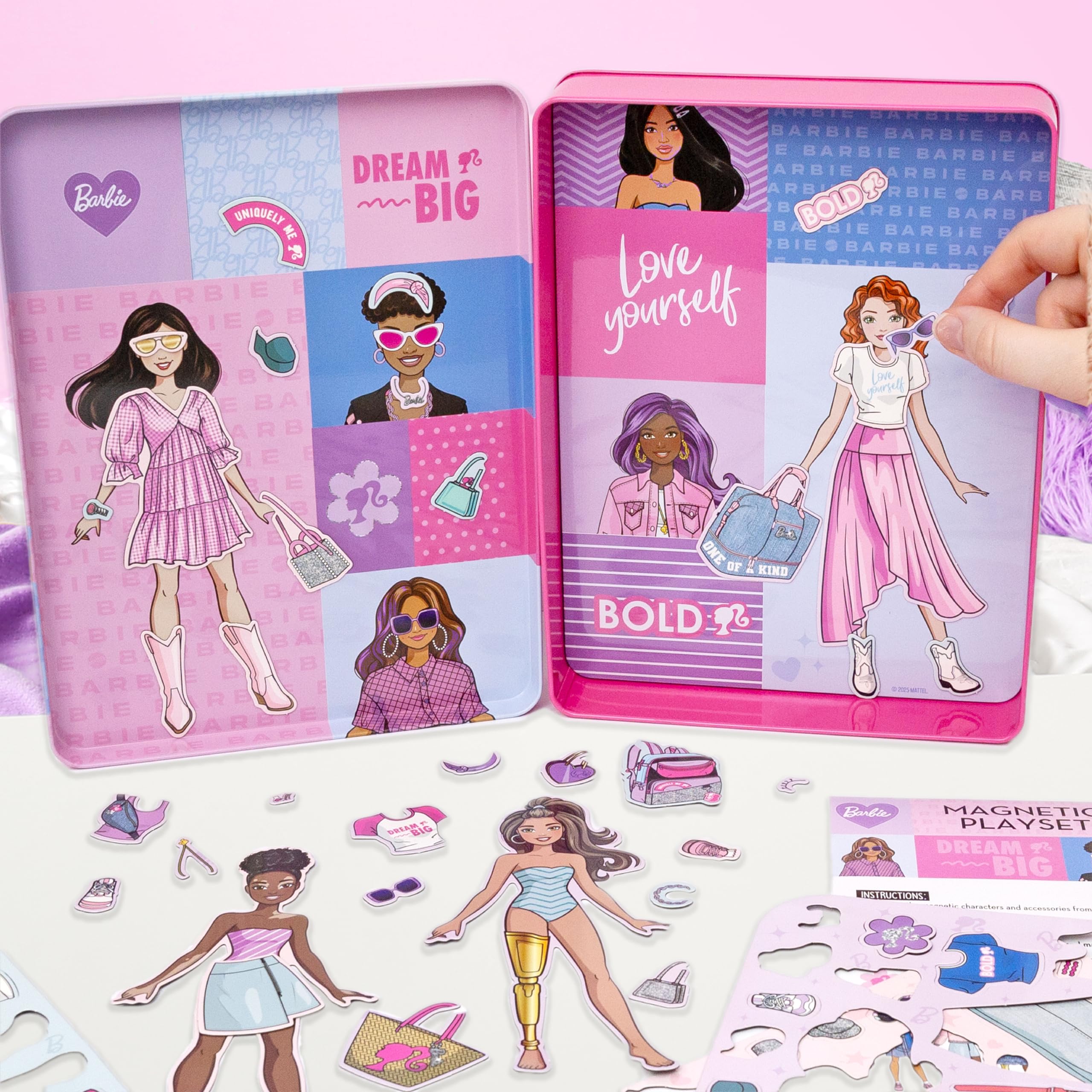 Barbie D.I.Y. Magnetic Play Set: 75+ Pieces, 3 Magnetic Dolls, Travel-Friendly Dress-Up Toy for Kids Ages 4+