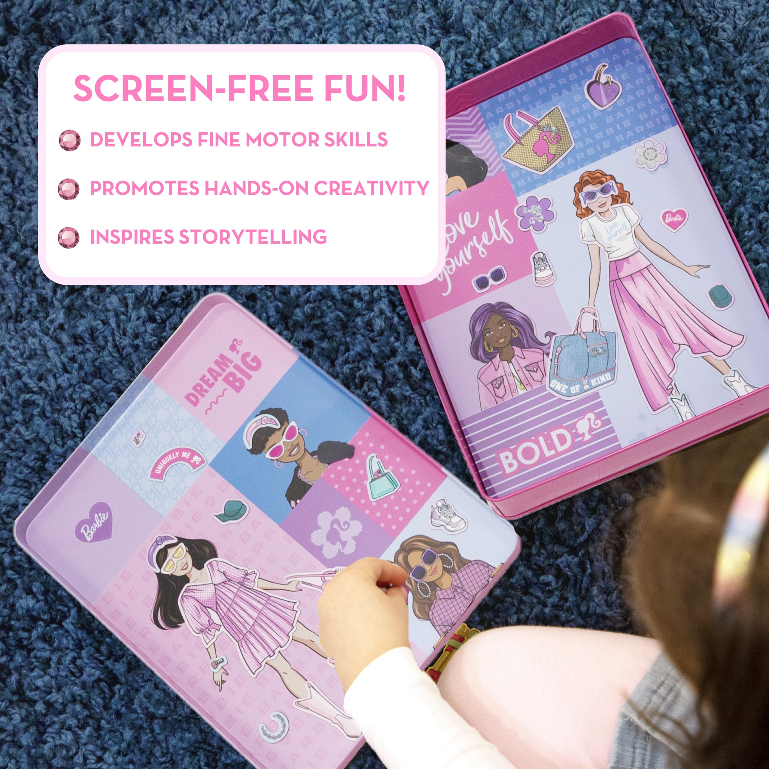 Barbie D.I.Y. Magnetic Play Set: 75+ Pieces, 3 Magnetic Dolls, Travel-Friendly Dress-Up Toy for Kids Ages 4+