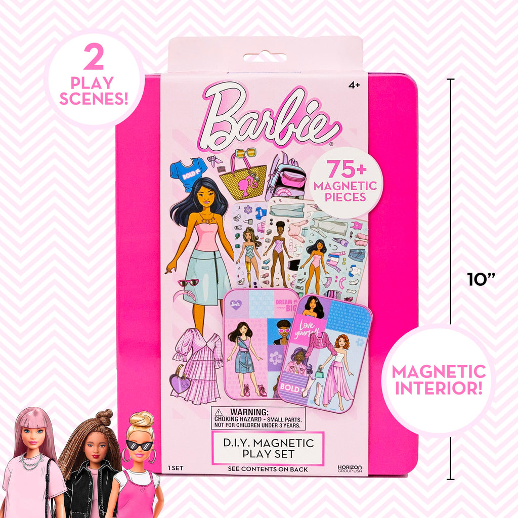 Barbie D.I.Y. Magnetic Play Set: 75+ Pieces, 3 Magnetic Dolls, Travel-Friendly Dress-Up Toy for Kids Ages 4+