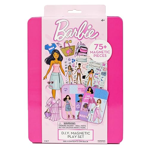 Barbie D.I.Y. Magnetic Play Set: 75+ Pieces, 3 Magnetic Dolls, Travel-Friendly Dress-Up Toy for Kids Ages 4+