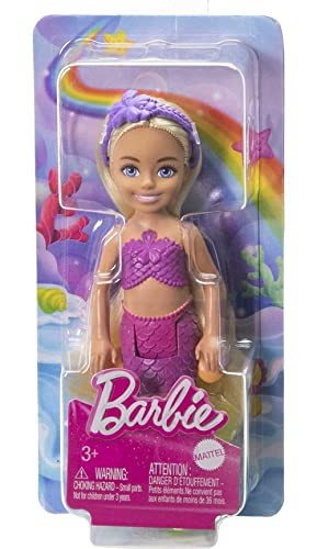Barbie Dreamtopia Chelsea Mermaid Doll with Removable Floral Headband – Wavy Blonde Hair & Ombre Tail
