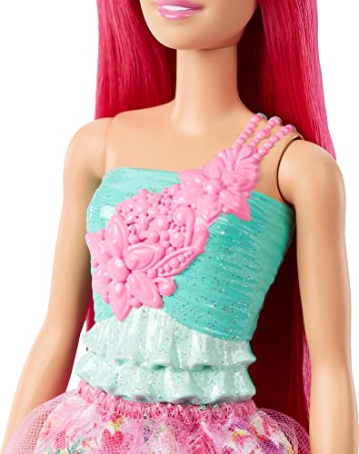Barbie Dreamtopia Royal Fashion Doll with Dark-Pink Hair, Sparkly Bodice, and Removable Skirt & Accessories