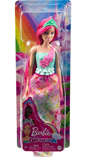 Barbie Dreamtopia Royal Fashion Doll with Dark-Pink Hair, Sparkly Bodice, and Removable Skirt & Accessories