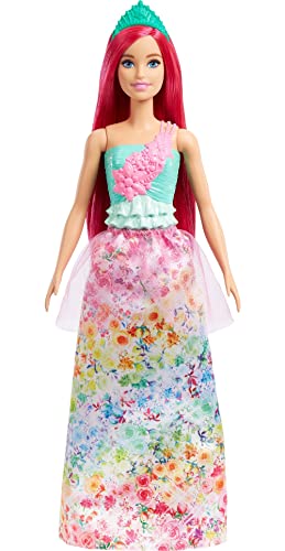 Barbie Dreamtopia Royal Fashion Doll with Dark-Pink Hair, Sparkly Bodice, and Removable Skirt & Accessories