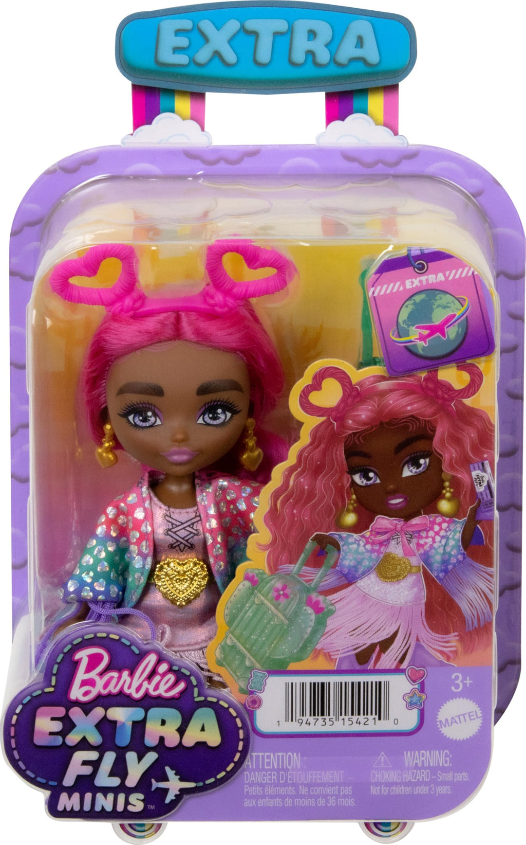 Barbie Extra Fly Minis Travel Doll - Desert Festival Look with Magenta Hair, Fringe Jacket & Accessories, 5.5-inch