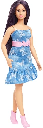 Barbie Fashionistas Doll #231 with Purple Hair and Butterfly-Print Denim Dress