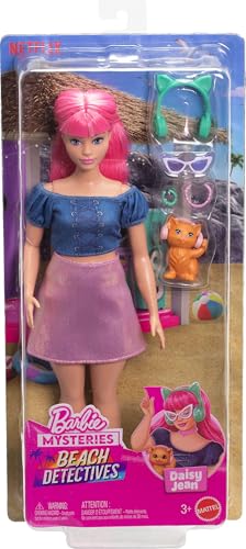 Barbie Mysteries: Beach Detectives Daisy Doll with Removable Outfit, Accessories, and Pet Kitten