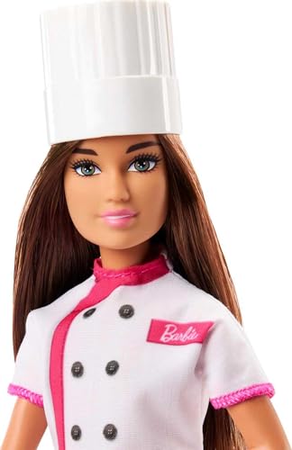 Barbie Pastry Chef Doll with Hat and Cake Slice Accessory for Imaginative Play