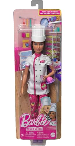 Barbie Pastry Chef Doll with Hat and Cake Slice Accessory for Imaginative Play