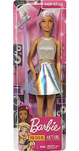 Barbie Pop Star Doll with Pink Hair, Microphone & Iridescent Skirt – Career Doll