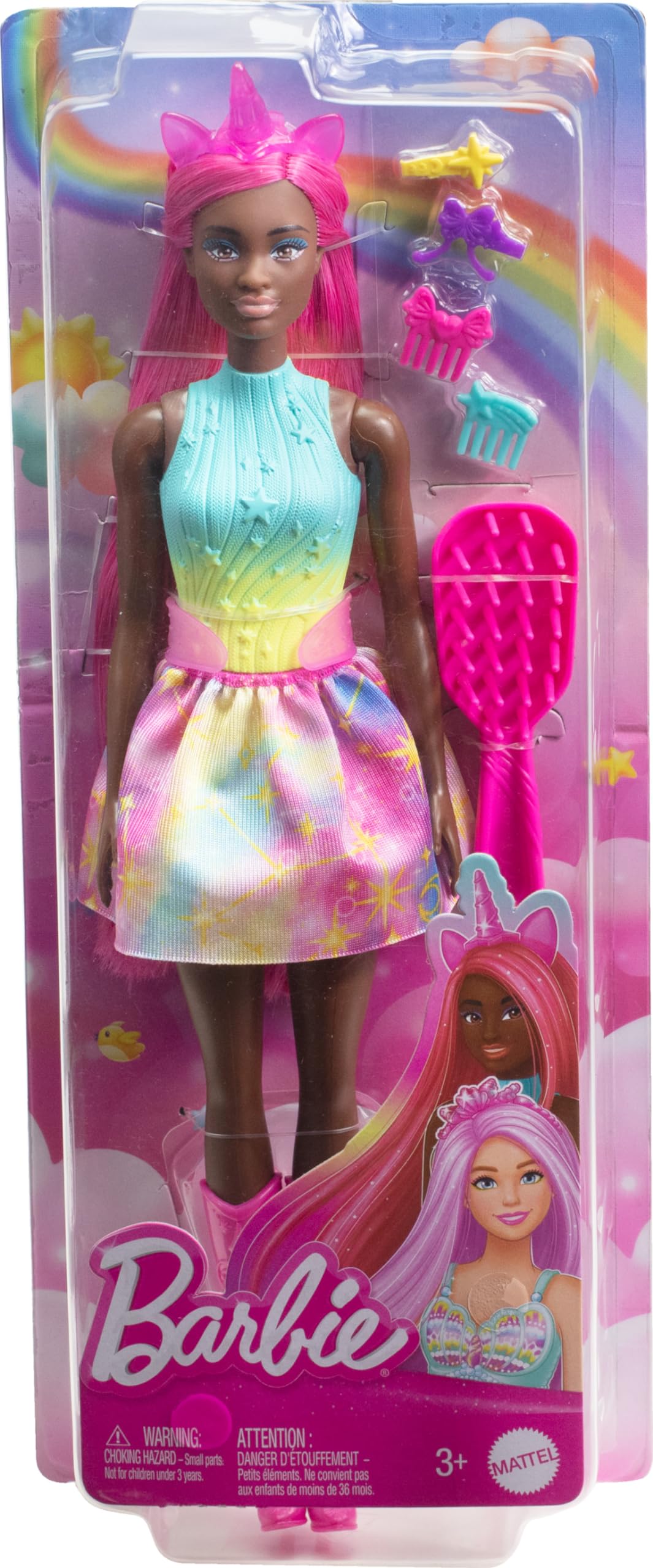 Barbie Unicorn Doll with 7-Inch Magenta Hair & Styling Accessories for Imaginative Play