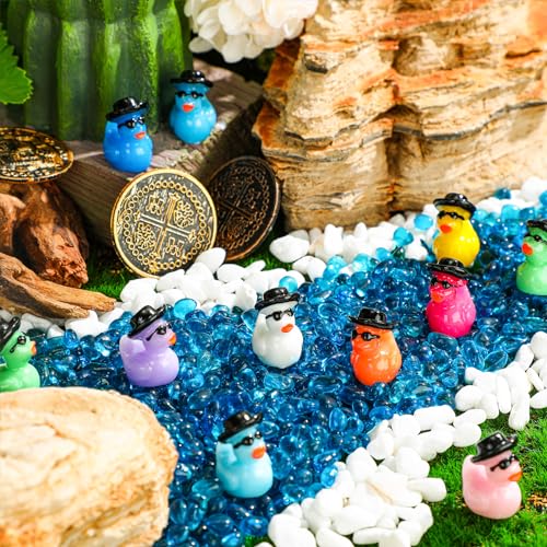 Barydat 150 Mini Resin Cowboy Ducks with Hats and Sunglasses – Bulk Tiny Duck Figures for Party Favors, DIY Crafts, and Dollhouse Decor