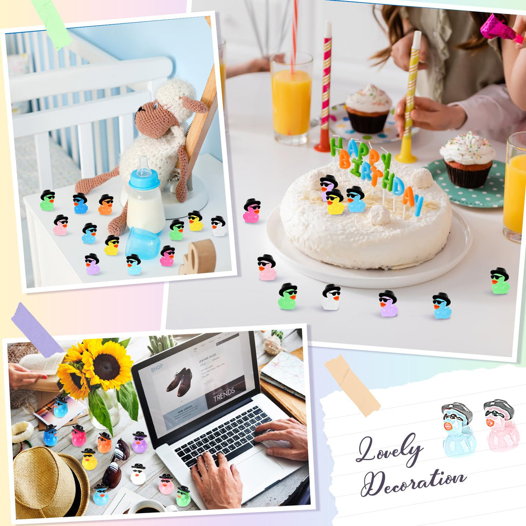 Barydat 150 Mini Resin Cowboy Ducks with Hats and Sunglasses – Bulk Tiny Duck Figures for Party Favors, DIY Crafts, and Dollhouse Decor