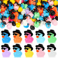 Barydat 200 Pack Mini Resin Cowboy Ducks with Hats and Sunglasses - Bulk Tiny Duck Figurines for Party Favors, DIY Crafts, Dollhouse Decor