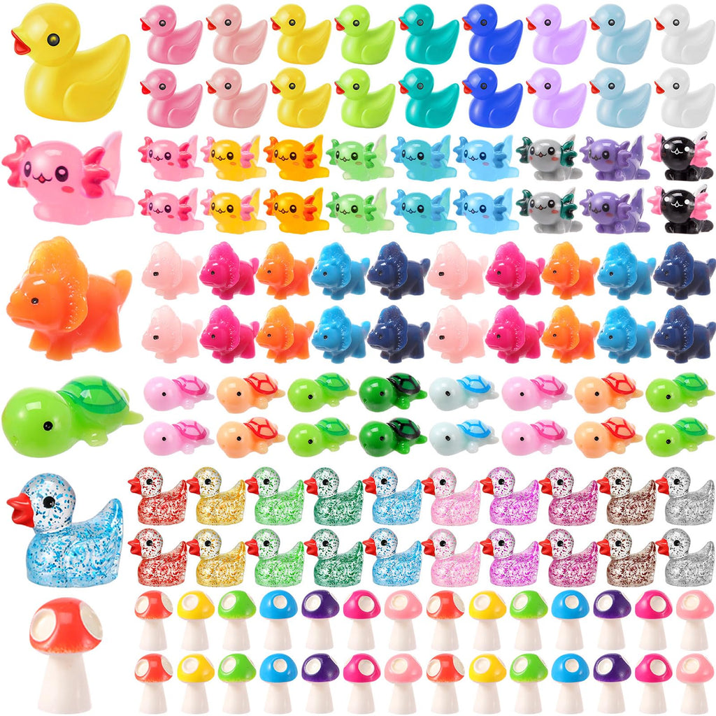 Barydat 200-Piece Mini Resin Animal Figures Set – Duck, Turtle, Dinosaur & More for Hiding Games and Decor