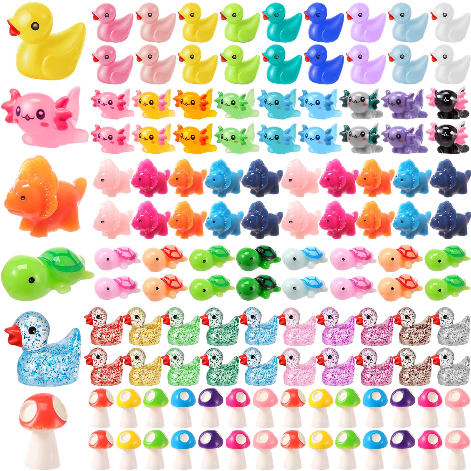 Barydat 200-Piece Mini Resin Animal Figures Set – Duck, Turtle, Dinosaur & More for Hiding Games and Decor