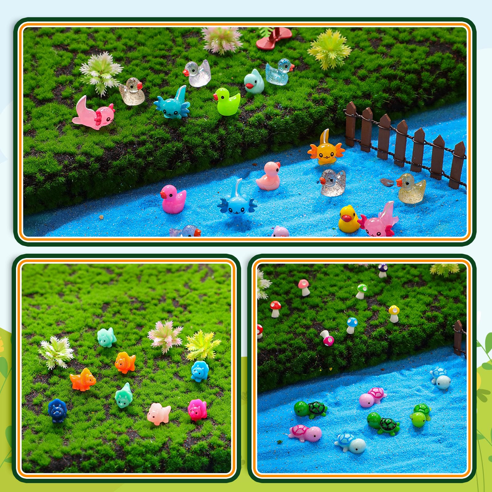 Barydat 200-Piece Mini Resin Animal Figures Set – Duck, Turtle, Dinosaur & More for Hiding Games and Decor