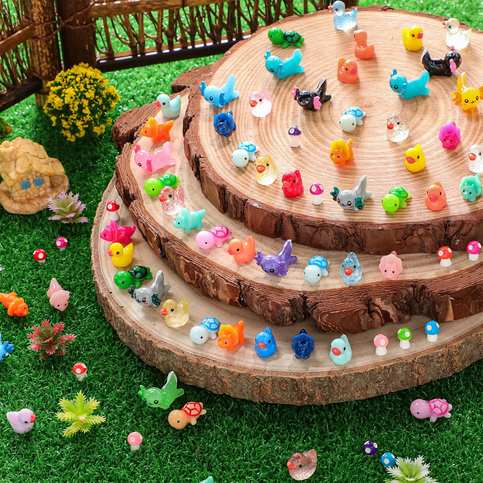Barydat 200-Piece Mini Resin Animal Figures Set – Duck, Turtle, Dinosaur & More for Hiding Games and Decor