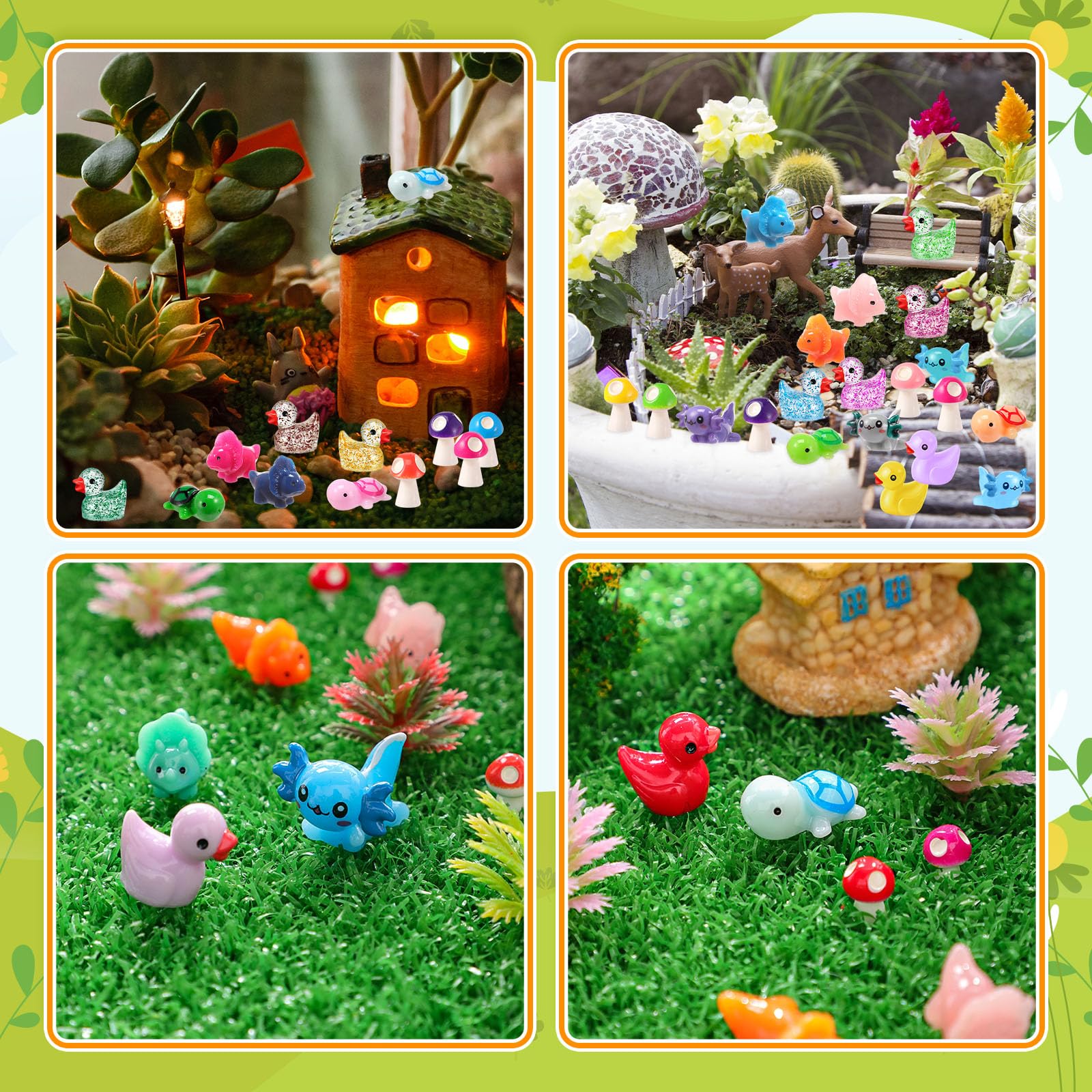 Barydat 200-Piece Mini Resin Animal Figures Set – Duck, Turtle, Dinosaur & More for Hiding Games and Decor