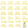 Barydat 24-Piece Gold Acrylic Happy Birthday Cake Toppers - 6 Styles Mirror Cupcake Decorations