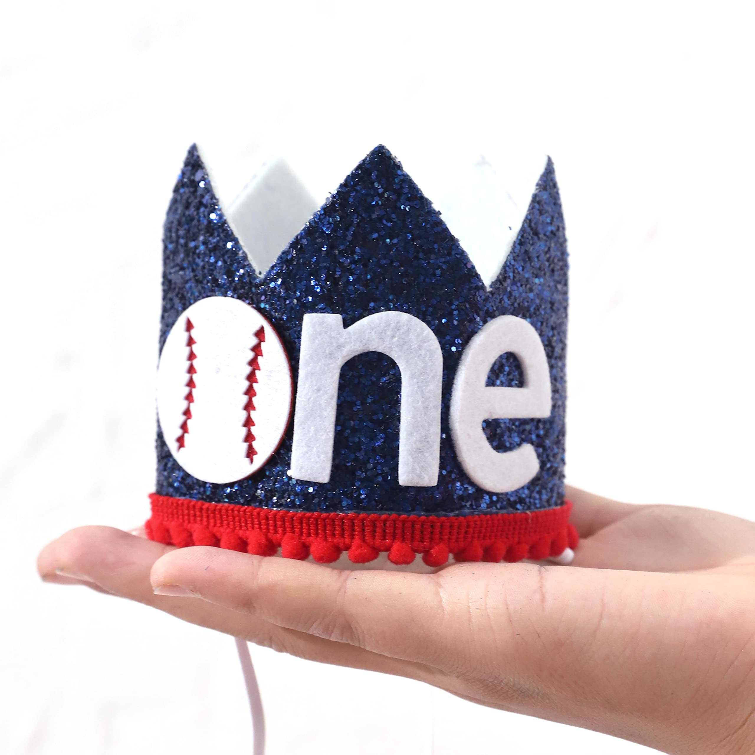 Baseball 1st Birthday Party Decorations Set – Banner, Crown, High Chair Banner & Cake Flag, Our Little All-Star Theme