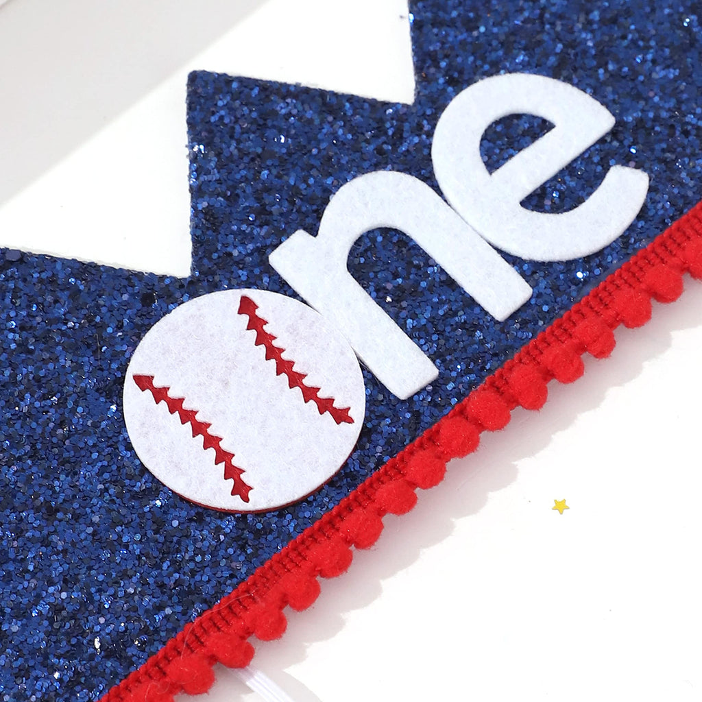 Baseball 1st Birthday Party Decorations Set – Banner, Crown, High Chair Banner & Cake Flag, Our Little All-Star Theme