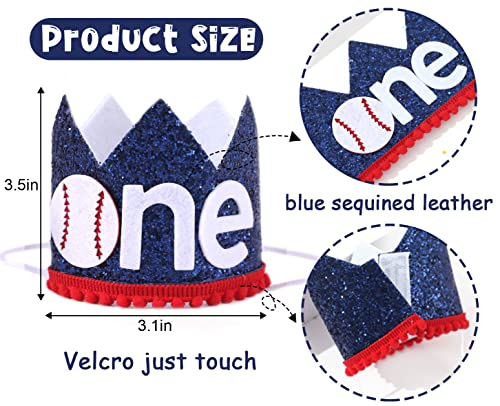 Baseball 1st Birthday Party Decorations Set – Banner, Crown, High Chair Banner & Cake Flag, Our Little All-Star Theme