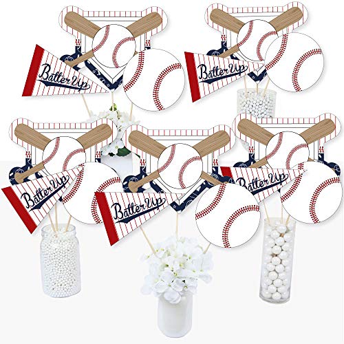 Baseball Party Centerpiece Sticks - 15-Piece Set by Big Dot of Happiness - Double-Sided Cardstock Table Toppers for Sports Events