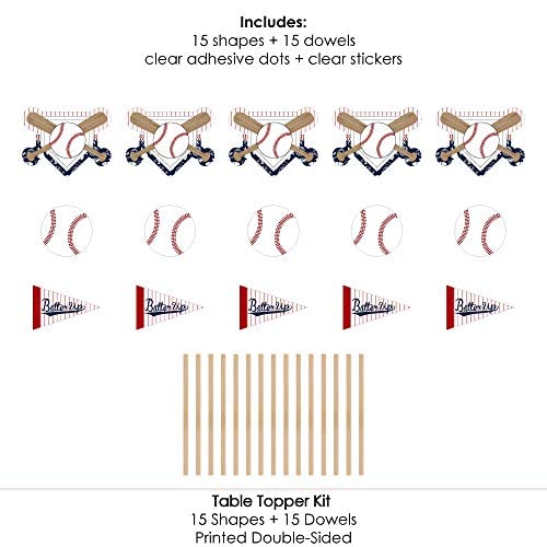 Baseball Party Centerpiece Sticks - 15-Piece Set by Big Dot of Happiness - Double-Sided Cardstock Table Toppers for Sports Events