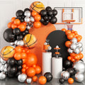 Basketball Balloon Garland Kit – Orange, Black, Silver Metallic Latex & Foil Balloons for Sports Party Decor