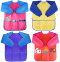 Bassion Kids Art Smock – Waterproof Toddler Painting Apron for Ages 2-6, Three Pockets, Velcro Back, Machine Washable