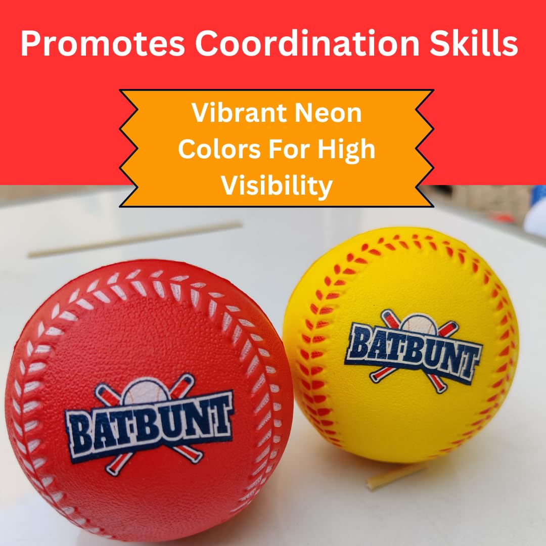 BATBUNT Foam Practice Baseballs for Kids - 4-Pack Soft Indoor/Outdoor Training Balls (30g each)
