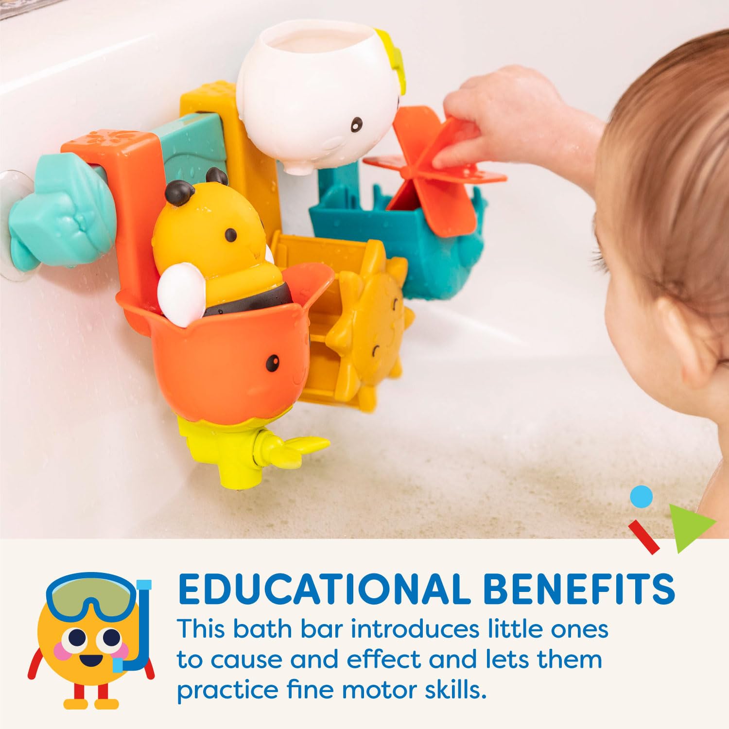 Battat Baby Bath Toy Bar with 6 Removable Pieces and Suction Cups for Toddlers 12+ Months