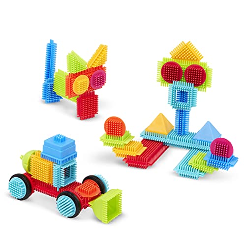 Battat Bristle Blocks Basic Builder Case – 50-Piece Interlocking Building Set with Wheels & Carry Case for Toddlers Ages 2+