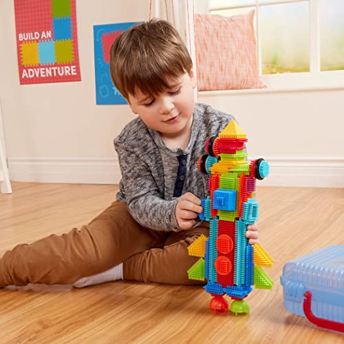 Battat Bristle Blocks Basic Builder Case – 50-Piece Interlocking Building Set with Wheels & Carry Case for Toddlers Ages 2+