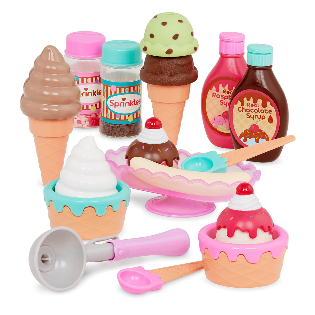 Battat Play Circle Ice Cream Set – 21-Piece Pretend Play Sweet Treats with Working Scoop